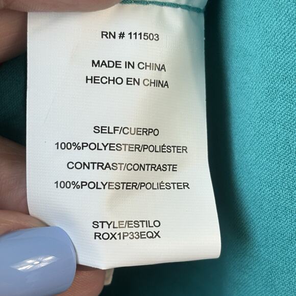 Anthropologie Fig And Flower Top 2X Teal Green Boho Peasant Floral Embroidered - Picture 4 of 9